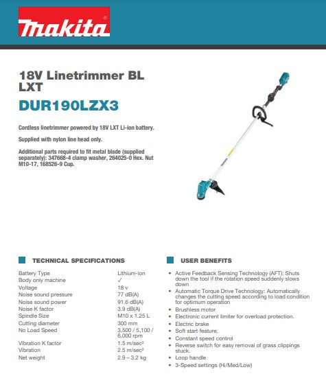 Makita DUR190LZX3 18V BL