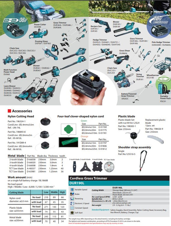 Makita DUR190LZX3 18V BL